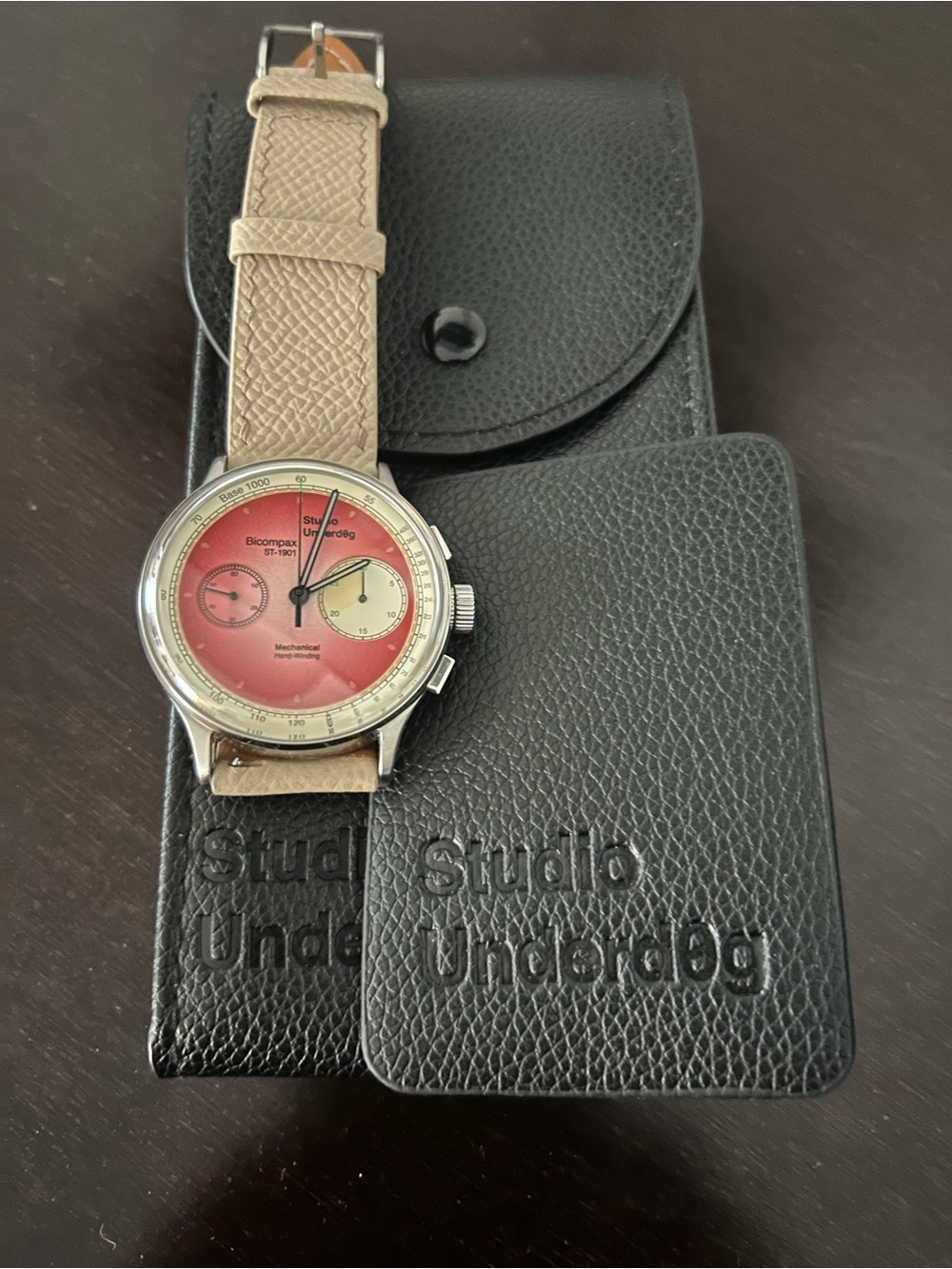 Studio Underd0g “Strawberries n Cream” Wimbledon 39mm watch, unisex.  B&P